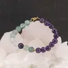 Bratara Fluorit si Ametist sfere 8mm cu bumb auriu, imagine 3