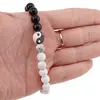 Bratara Howlit, Onix sfere si Sidef banut Yin Yang pe elastic, 8mm, imagine 4