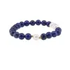 Bratara Lapis Lazuli si Perle de cultura sfere cu elemente aurii pe elastic, 8mm, imagine 2