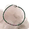 Bratara Malachit si Rubin sfere fatetate, elemente inox argintiu, 2-3mm, imagine 2