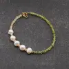 Bratara Peridot, Citrin discuri fatetate si Perle de cultura, 3-8mm, imagine 2