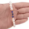 Bratara Perle de cultura si Kianit sfere fatetate, elemente inox auriu, 5-8mm, imagine 3