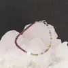 Bratara Turmalina multicolora si Granat Rhodolit discuri fatetate 3mm si Perla de cultura 7mm cu elemente argintii, imagine 3