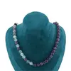 Colier Ametist si Fluorit sfere 8mm cu bumb argintiu, imagine 2