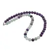 Colier Ametist si Fluorit sfere 8mm cu bumb argintiu
