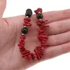 Colier Obsidian negru sfere 8mm si Coral rosu freeform 6-15mm cu elemente argintii, imagine 4