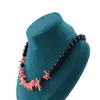 Colier Obsidian negru sfere 8mm si Coral roz freeform 6-15mm cu elemente argintii, imagine 4