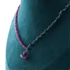 Colier Safir lucrat manual cu Argint 925, Rubin sfere fatetate 3-4mm si pandantiv Rubin, imagine 5