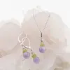 Set Cercei cu agatatoare si pandantiv Ametist lavanda si Peridot A+ fatetat cu argint 925, imagine 2