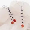 Set Cercei cu agatatoare si pandantiv Safir lucrat manual si Coral natural cu argint 925, imagine 2