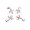 Breloc Ingeras cu pietre semipretioase Coral roz, 4-6mm, imagine 2