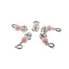 Breloc piatra semipretioasa Coral roz si sfera cu Zirconiu, 6-8mm, imagine 3