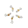 Breloc piatra semipretioasa Ochi de tigru galben si sfera cu Zirconiu, 6-8mm, imagine 2