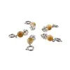 Breloc piatra semipretioasa Ochi de tigru galben si sfera cu Zirconiu, 6-8mm, imagine 3