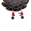 Cercei cu agatatoare Obsidian negru sfera 8mm si Coral rosu freeform, imagine 4