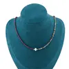 Colier Turmalina multicolora si Granat Rhodolit discuri fatetate 3mm si Perla de cultura 7mm cu elemente argintii, imagine 2