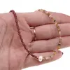 Colier Turmalina multicolora si Granat Rhodolit discuri fatetate 3mm si Perla de cultura 7mm cu elemente aurii, imagine 4