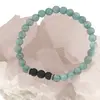 Bratara Amazonit si Roca vulcanica sfere cu elemente argintii pe elastic, 6-7mm, imagine 3