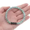 Bratara Amazonit si Roca vulcanica sfere cu elemente argintii pe elastic, 6-7mm, imagine 4