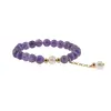 Bratara Ametist cu talisman auriu si Perla de cultura pe elastic, 8-9mm, imagine 2