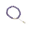 Bratara Ametist cu talisman auriu si Perla de cultura pe elastic, 8-9mm