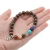 Bratara Ochi de tigru si cristalele celor 7 chakre sfere cu simbol OM pe elastic, 8mm, imagine 4