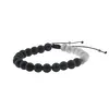Bratara pentru barbati Howlit si Onix mat sfere pe nod culisant cu elemente argintii, 8mm, imagine 2