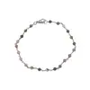 Bratara pentru glezna Turmalina multicolora sfere fatetate din metal antichizat, 4mm