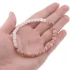 Bratara Piatra Lunii alba si Piatra Lunii piersica sfere cu bumb auriu, 5-6mm, imagine 4