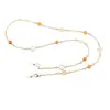 Colier / Snur pentru ochelari cu elemente din Sidef, galben - 75cm