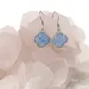 Cercei cu agatatoare Agat bleu trifoi cu montura argintie, 18mm, imagine 2