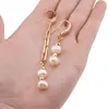 Cercei cu agatatoare asimetrici Perle de cultura si Hematit auriu, 4-8mm, imagine 3