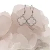 Cercei cu agatatoare Cuart trifoi cu montura argintie, 18mm, imagine 2