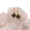 Cercei cu agatatoare Labradorit trifoi cu montura aurie, 18mm, imagine 2