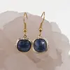 Cercei cu agatatoare Lapis Lazuli patrat cu montura aurie, 15mm, imagine 2