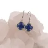 Cercei cu agatatoare Lapis Lazuli trifoi cu montura argintie, 18mm, imagine 2