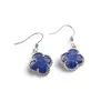 Cercei cu agatatoare Lapis Lazuli trifoi cu montura argintie, 18mm