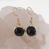 Cercei cu agatatoare Obsidian patrat cu montura aurie, 15mm, imagine 2