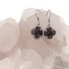 Cercei cu agatatoare Rodonit trifoi cu montura argintie, 18mm, imagine 2