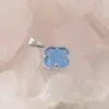 Pandantiv Agat bleu trifoi cu montura argintie, 18mm, imagine 2
