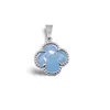 Pandantiv Agat bleu trifoi cu montura argintie, 18mm