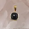 Pandantiv Obsidian patrat cu montura aurie, 15mm, imagine 2