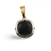 Pandantiv Obsidian patrat cu montura aurie, 15mm