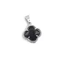 Pandantiv Obsidian trifoi cu montura argintie, 18mm
