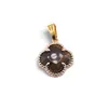 Pandantiv Ochi de tigru trifoi cu montura auriu, 18mm