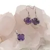 Set Cercei cu agatatoare si Pandantiv Ametist trifoi cu montura argintie, 18mm, imagine 2