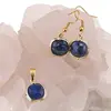 Set Cercei cu agatatoare si Pandantiv Lapis Lazuli patrat cu montura aurie, 15mm, imagine 2