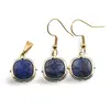 Set Cercei cu agatatoare si Pandantiv Lapis Lazuli patrat cu montura aurie, 15mm