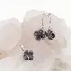 Set Cercei cu agatatoare si Pandantiv Rodonit trifoi cu montura argintie, 18mm, imagine 2