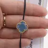 Bratara Therapy Agat bleu trifoi cu montura aurie, imagine 2